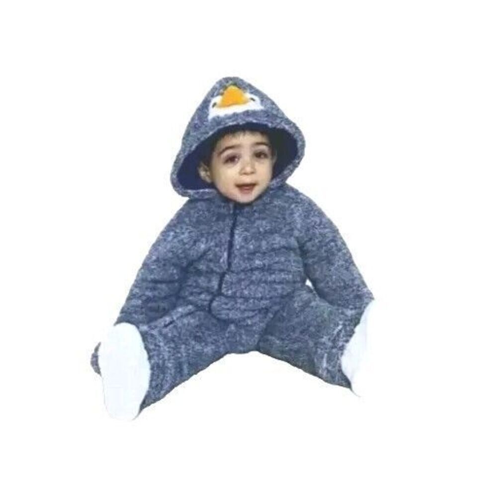 Koala Baby 12-18 Months Hoodie Coverall Zip Blue Penguin Plush Pram Outfit NEW